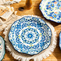 Elegant Floral Ceramic Dinner Plate – Vintage Blue Pattern Serving Dish