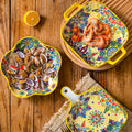 Bohemian Ceramic Baking Dish Set – Colorful Serving Plates with Handles
