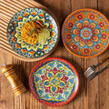 Bohemian Ceramic Dinner Plates Set – Colorful Hand-Painted Decorative Serving Plates